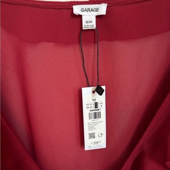 Garage Red Ruffled Blouse - Picture 2 of 3